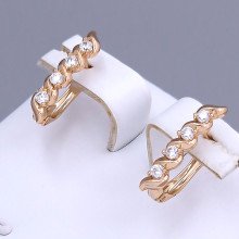 Сережки ХР. Позолота 18К. Камені: білий циркон. Довжина: 17 мм. Ширина: 3 мм.