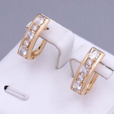 Сережки ХР. Позолота 18К. Камені: білий циркон. Довжина: 17 мм. Ширина: 5 мм.