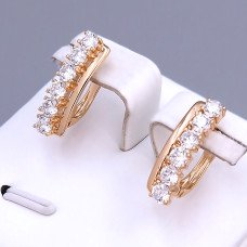 Сережки ХР. Позолота 18К. Камені: білий циркон. Довжина: 17 мм. Ширина: 5 мм.