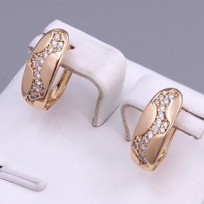 Сережки ХР. Позолота 18К. Камені: білий циркон. Довжина: 15 мм. Ширина: 6 мм.