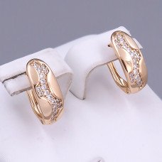 Сережки ХР. Позолота 18К. Камені: білий циркон. Довжина: 15 мм. Ширина: 6 мм.