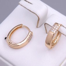 Сережки ХР. Позолота 18К. Камені: білий циркон. Довжина: 15 мм. Ширина: 4 мм.