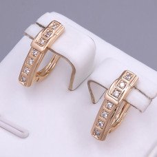 Сережки ХР. Позолота 18К. Камені: білий циркон. Довжина: 17 мм. Ширина: 4 мм.