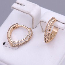 Сережки ХР. Позолота 18К. Камені: білий циркон. Довжина: 15 мм. Ширина: 3 мм.