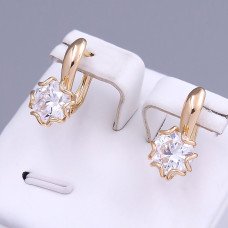 Сережки ХР. Позолота 18К. Камені: білий циркон. Довжина: 18 мм. Ширина: 10 мм.