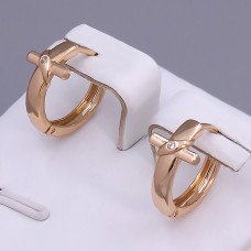 Сережки-хрестики ХР. Позолота 18К. Камені: білий циркон. Довжина: 15 мм. Ширина: 8 мм.