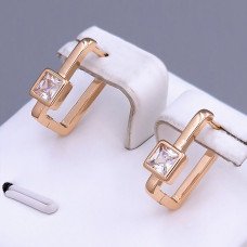 Сережки ХР. Позолота 18К. Камені: білий циркон. Довжина: 15 мм. Ширина: 5 мм.