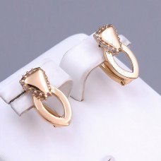 Сережки ХР. Позолота 18К. Камені: білий циркон. Довжина: 15 мм. Ширина: 8 мм.