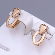 Сережки ХР. Позолота 18К. Камені: білий циркон. Довжина: 15 мм. Ширина: 8 мм.