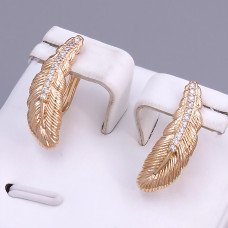 Сережки ХР. Позолота 18К. Камені: білий циркон. Довжина: 20 мм. Ширина: 6 мм.