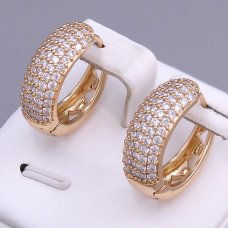 Сережки ХР. Позолота 18К. Камені: білий циркон. Довжина: 20 мм. Ширина: 8 мм.