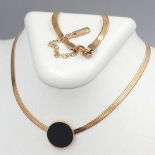 Ланцюжок з кулоном з чорною емаллю Stainless Steel. Сталь. Позолота ЧВ. Довжина ланцюжка: 40-45 см