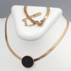 Ланцюжок з кулоном з чорною емаллю Stainless Steel. Сталь. Позолота ЧВ. Довжина ланцюжка: 40-45 см