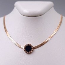 Ланцюжок з кулоном з чорною емаллю Stainless Steel. Сталь. Позолота ЧВ. Довжина ланцюжка: 40-45 см