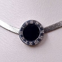 Ланцюжок з кулоном з чорною емаллю Stainless Steel. Сталь. Родій. Довжина: 40-45 см