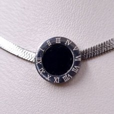 Ланцюжок з кулоном з чорною емаллю Stainless Steel. Сталь. Родій. Довжина: 40-45 см