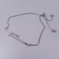 Браслет Stainless Steel. Сталь. Родій. Камені: білий циркон. Довжина: 23 см. Ширина: 6 мм.