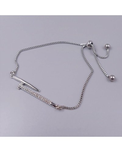 Браслет Stainless Steel. Сталь. Родій. Камені: білий циркон. Довжина: 23 см. Ширина: 6 мм.