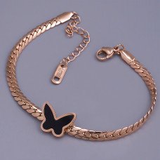 Браслет з чорною емаллю Stainless Steel. Сталь. Позолота ЧВ. Довжина: 17-22 см. Ширина: 10 мм.