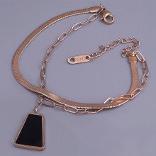 Браслет з чорною емаллю Stainless Steel. Сталь. Позолота ЧВ. Довжина: 17-21 см. Ширина: 13 мм.