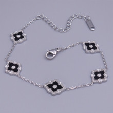 Браслет з чорною емаллю Stainless Steel. Сталь. Родій. Довжина: 17-22 см. Ширина: 10 мм.