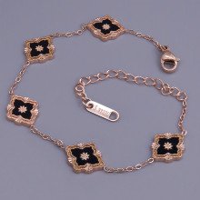 Браслет з чорною емаллю Stainless Steel. Сталь. Позолота ЧВ. Довжина: 17-22 см. Ширина: 10 мм.