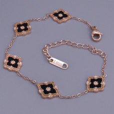 Браслет з чорною емаллю Stainless Steel. Сталь. Позолота ЧВ. Довжина: 17-22 см. Ширина: 10 мм.