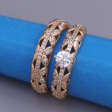 Подвійна каблучка XР. Позолота 18К. Камені: білий циркон. Є: 16р