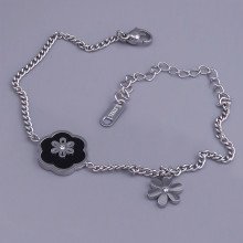 Браслет двосторонній з чорною емаллю Stainless Steel. Сталь. Родій. Довжина: 17-22 см. Ширина: 14 мм.