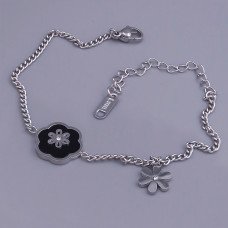 Браслет двосторонній з чорною емаллю Stainless Steel. Сталь. Родій. Довжина: 17-22 см. Ширина: 14 мм.