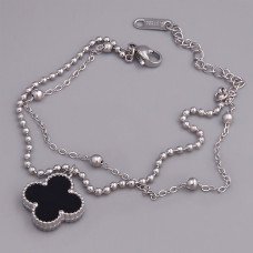 Браслет двосторонній з чорною емаллю Stainless Steel. Сталь. Родій. Довжина: 17-22 см. Ширина: 15 мм.