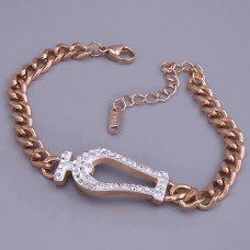 Браслет двосторонній з білою емаллю Stainless Steel. Сталь. Позолота ЧВ. Довжина: 18-23 см. Ширина: 15 мм.
