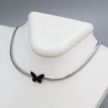 Ланцюжок з кулоном з чорною емаллю Stainless Steel. Сталь. Родій. Довжина: 40-45 см