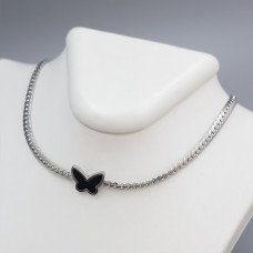 Ланцюжок з кулоном з чорною емаллю Stainless Steel. Сталь. Родій. Довжина: 40-45 см