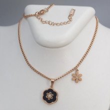 Ланцюжок з кулоном з чорною емаллю Stainless Steel. Сталь. Позолота ЧВ. Камені: циркон. Довжина ланцюжка: 40-45 см