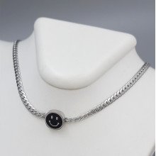 Ланцюжок з кулоном з чорною емаллю Stainless Steel. Сталь. Родій. Довжина: 40-45 см