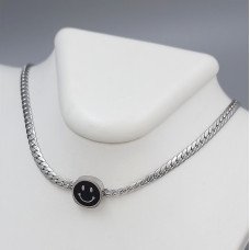 Ланцюжок з кулоном з чорною емаллю Stainless Steel. Сталь. Родій. Довжина: 40-45 см