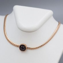 Ланцюжок з кулоном з чорною емаллю Stainless Steel. Сталь. Позолота ЧВ. Довжина ланцюжка: 40-45 см