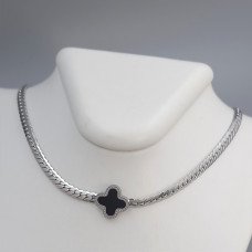 Ланцюжок з кулоном з чорною емаллю Stainless Steel. Сталь. Родій. Довжина: 40-45 см