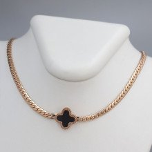 Ланцюжок з кулоном з чорною емаллю Stainless Steel. Сталь. Позолота ЧВ. Довжина ланцюжка: 40-45 см