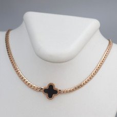 Ланцюжок з кулоном з чорною емаллю Stainless Steel. Сталь. Позолота ЧВ. Довжина ланцюжка: 40-45 см