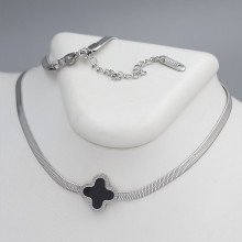 Ланцюжок з кулоном з чорною емаллю Stainless Steel. Сталь. Родій. Довжина: 40-45 см
