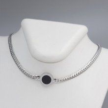 Ланцюжок з кулоном з чорною емаллю Stainless Steel. Сталь. Родій. Довжина: 40-45 см