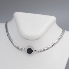 Ланцюжок з кулоном з чорною емаллю Stainless Steel. Сталь. Родій. Довжина: 40-45 см