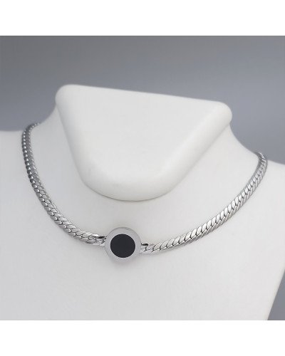 Ланцюжок з кулоном з чорною емаллю Stainless Steel. Сталь. Родій. Довжина: 40-45 см