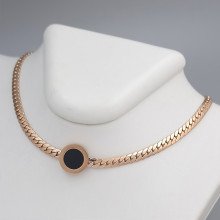 Ланцюжок з кулоном з чорною емаллю Stainless Steel. Сталь. Позолота ЧВ. Довжина ланцюжка: 40-45 см
