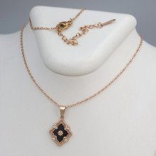 Ланцюжок з кулоном з чорною емаллю Stainless Steel. Сталь. Позолота ЧВ. Довжина ланцюжка: 40-45 см