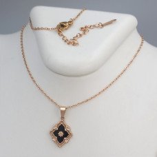 Ланцюжок з кулоном з чорною емаллю Stainless Steel. Сталь. Позолота ЧВ. Довжина ланцюжка: 40-45 см