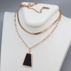 Ланцюжок з кулоном з чорною емаллю Stainless Steel. Сталь. Позолота ЧВ. Довжина ланцюжка: 37-42 см