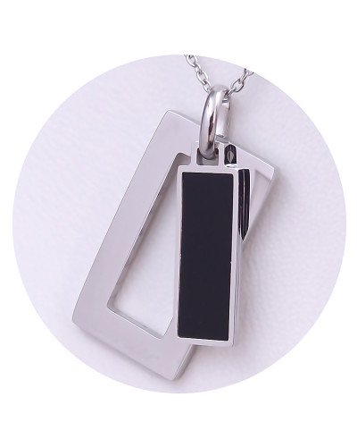 Ланцюжок з кулоном з чорною емаллю Stainless Steel. Сталь. Родій. Довжина: 40-45 см